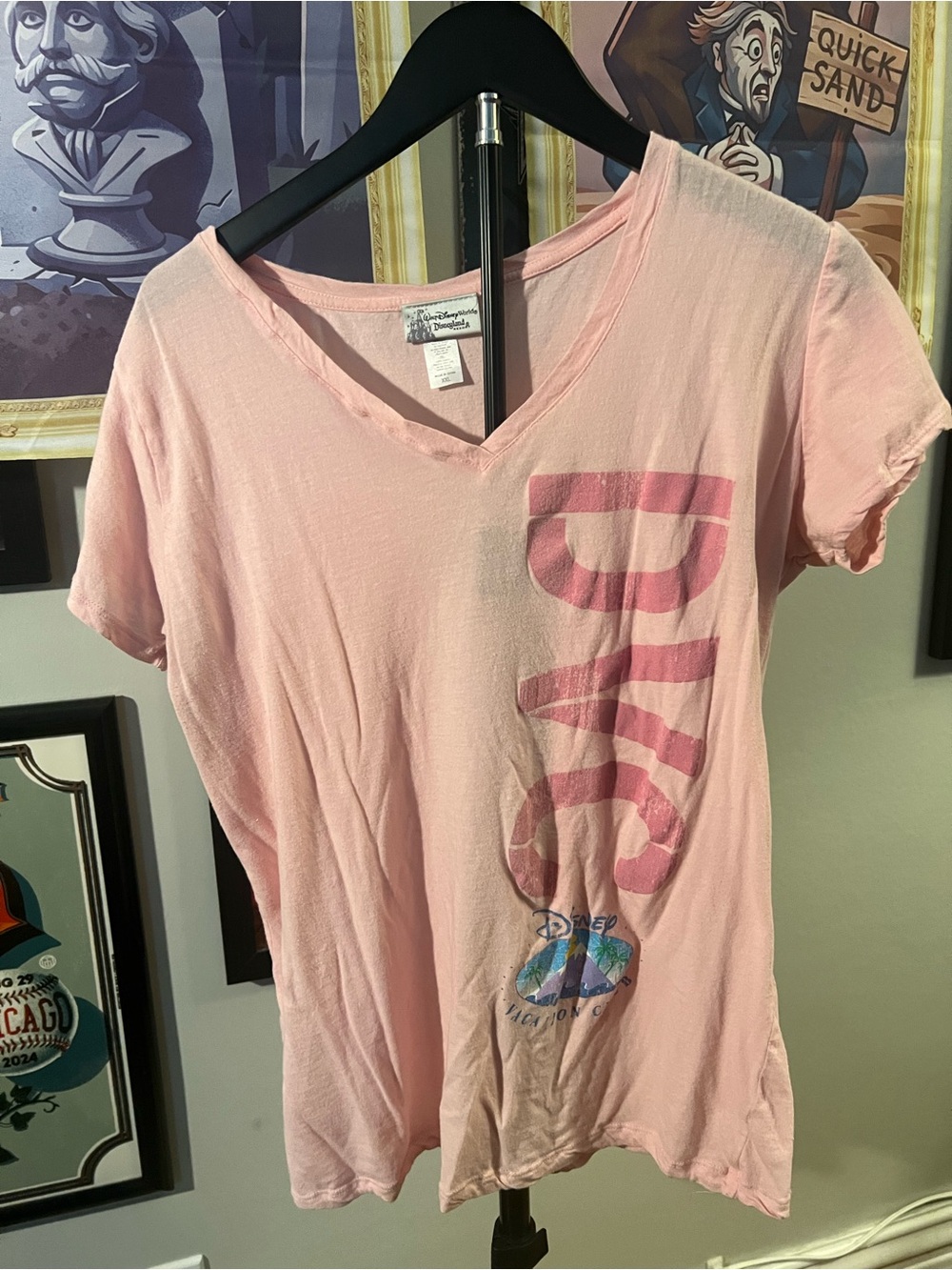 Disney Vacation Club Pink V-Neck "DVC " Graphic Women’s Tee